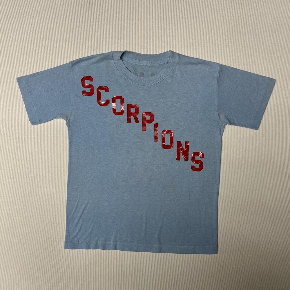 Vintage 80s Domino's Pizza Scorpions Shirt Youth M Blue 10 Team Graphic Tee 70s